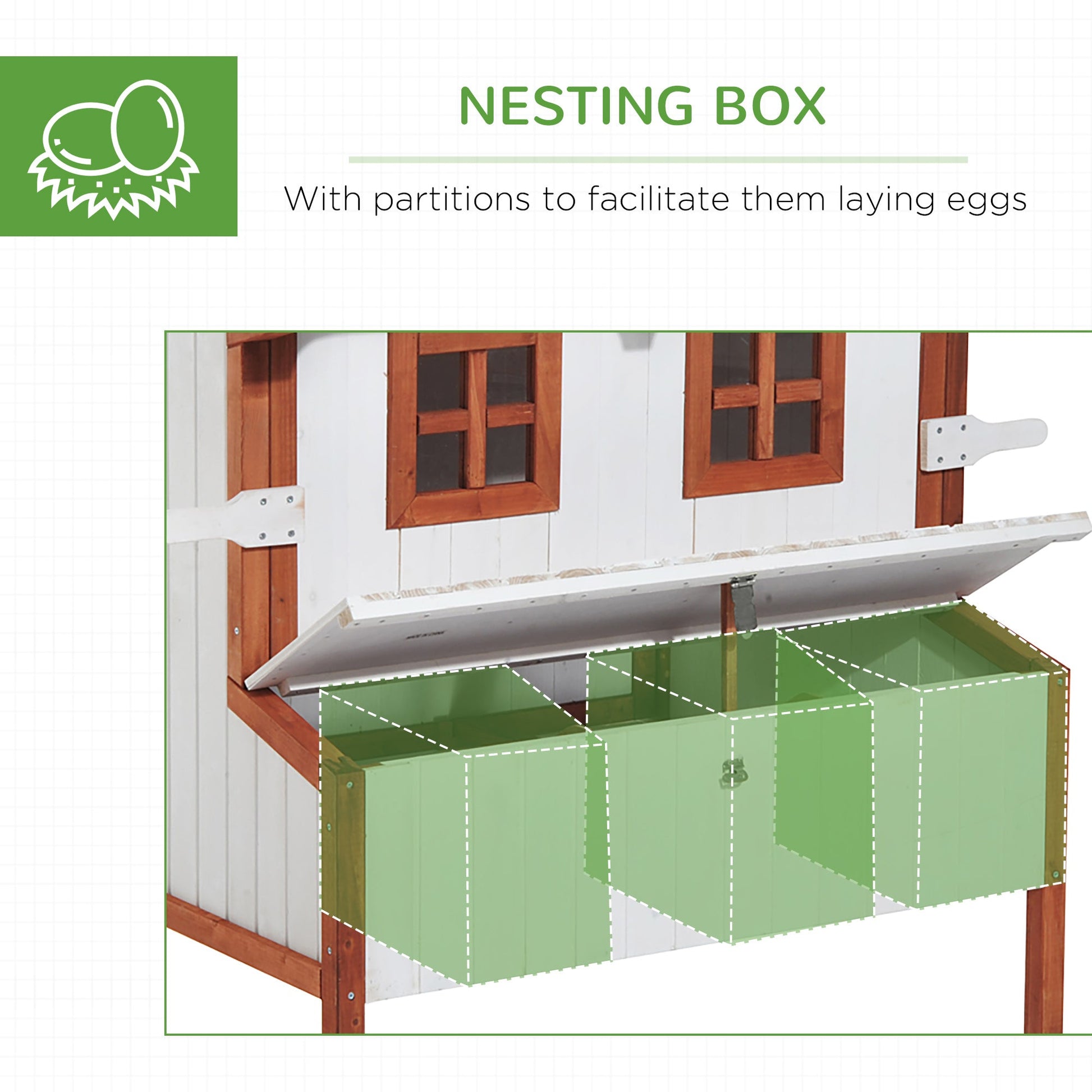 KFX-3144637 Wooden Chicken Coop with Nesting Box, Ramp, and Portable Design for Backyard Poultry Care