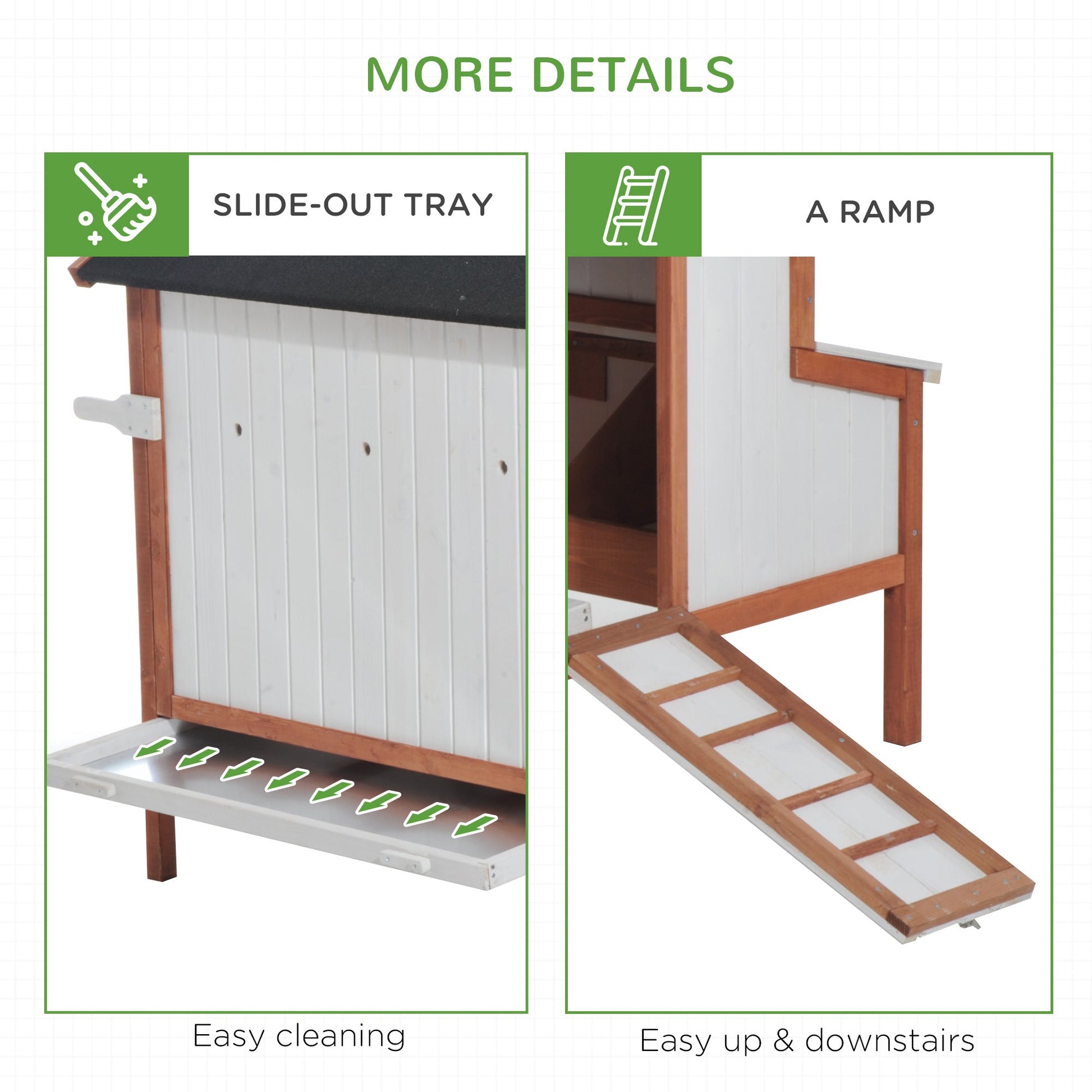 KFX-3144637 Wooden Chicken Coop with Nesting Box, Ramp, and Portable Design for Backyard Poultry Care