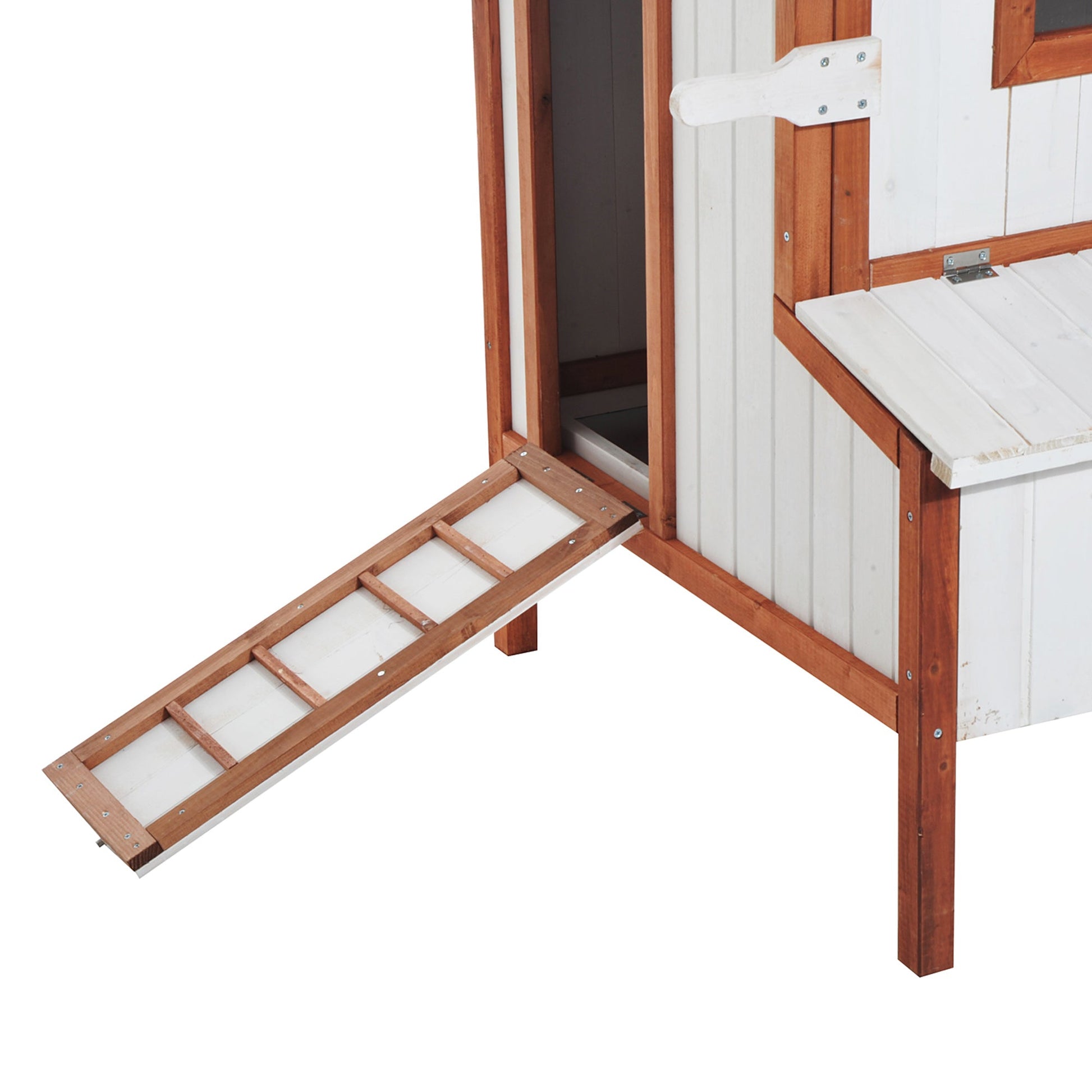KFX-3144637 Wooden Chicken Coop with Nesting Box, Ramp, and Portable Design for Backyard Poultry Care