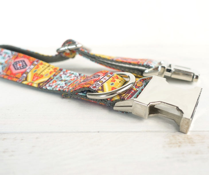 KFX-3144765 Soft Polyester Dog Collar in Orange and Blue, Available in XS to XL Sizes