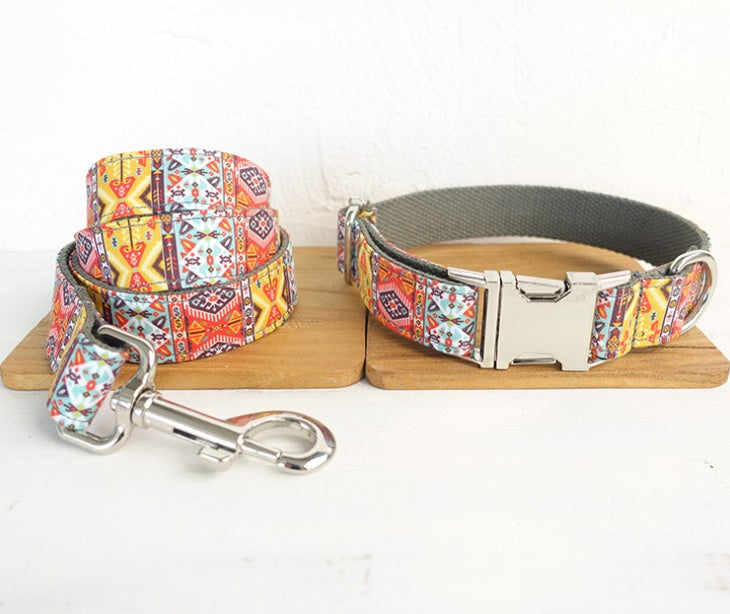 KFX-3144765 Soft Polyester Dog Collar in Orange and Blue, Available in XS to XL Sizes