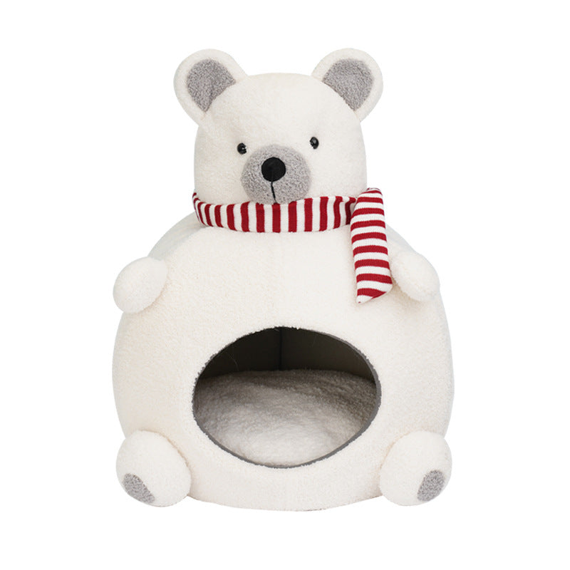 KFX-3145021 Cozy Bear Sponge Cat Nest - Warm and Soft Pet Bed for All Seasons