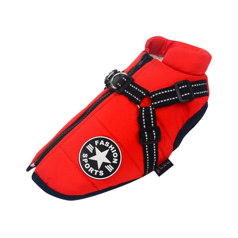 KFX-3145149 Waterproof Winter Dog Jacket with Reflective Adjustable Straps for Large Pets