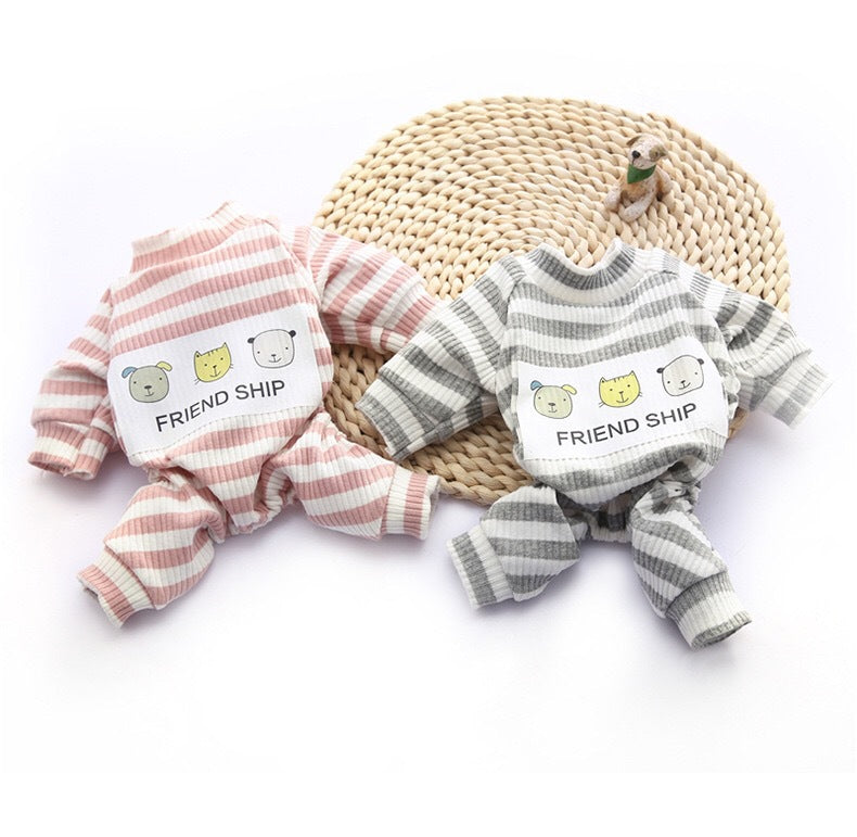 KFX-3147581 Soft and Comfortable Dog Pajamas for Small Dogs - Casual Clothing in Pink and Gray