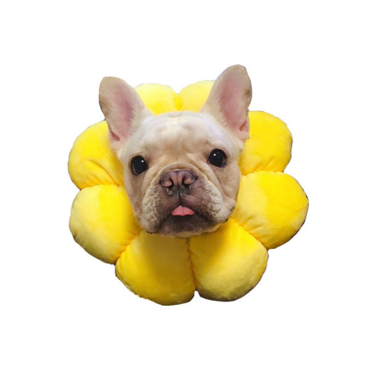 KFX-3148349 Adjustable Recovery Collar for Pets - Soft Edge Wound Healing Cone, Sunflower Design, Multiple Sizes Available