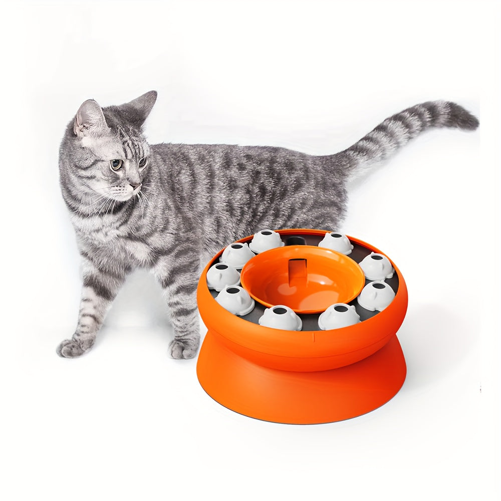 KFX-3151549 Elevated Cat Slow Feeder Bowl - Interactive Puzzle for Dry Food and Snacks, Promotes Healthy Eating Habits