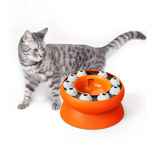 KFX-3151549 Elevated Cat Slow Feeder Bowl - Interactive Puzzle for Dry Food and Snacks, Promotes Healthy Eating Habits