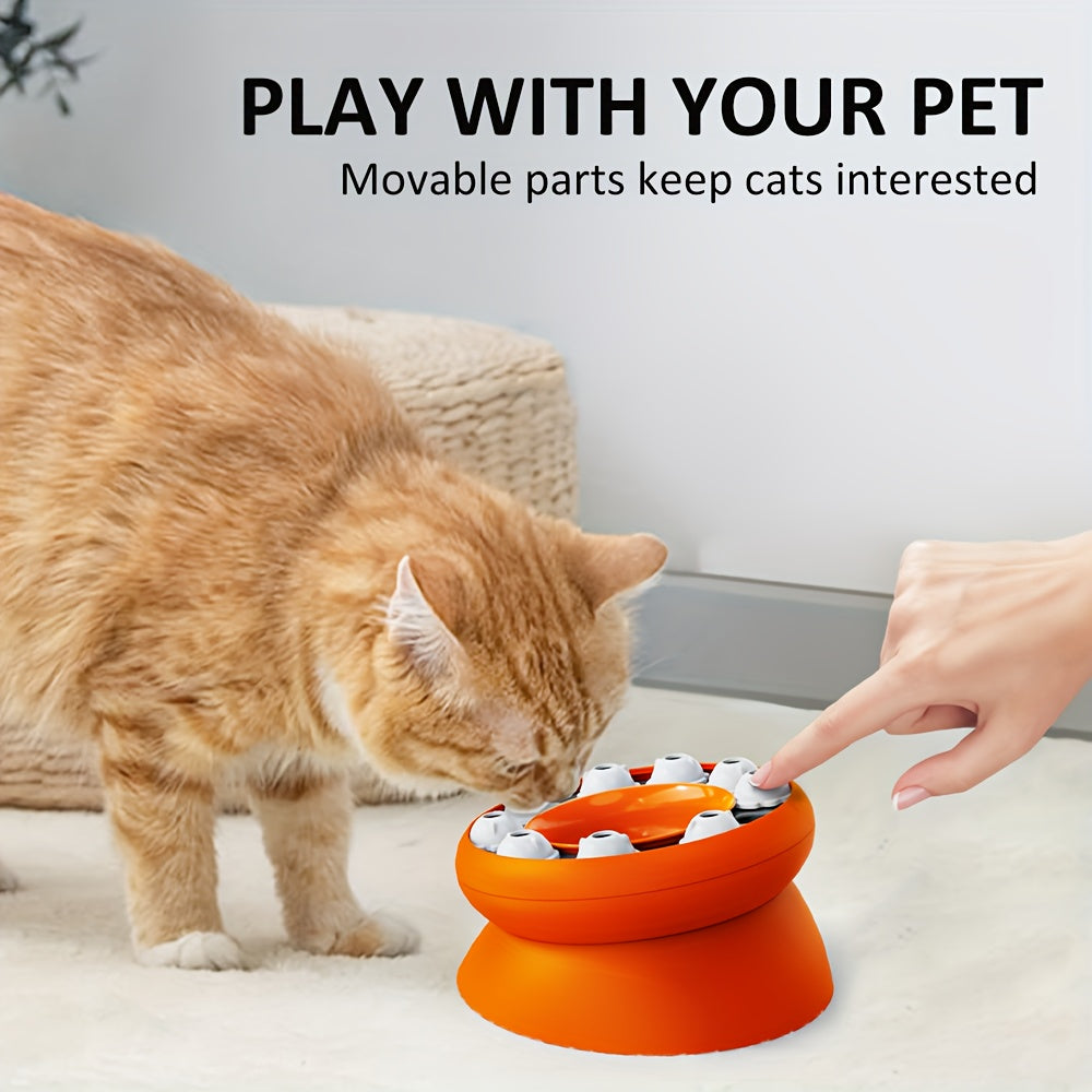 KFX-3151549 Elevated Cat Slow Feeder Bowl - Interactive Puzzle for Dry Food and Snacks, Promotes Healthy Eating Habits