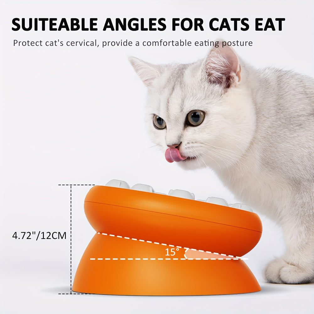 KFX-3151549 Elevated Cat Slow Feeder Bowl - Interactive Puzzle for Dry Food and Snacks, Promotes Healthy Eating Habits