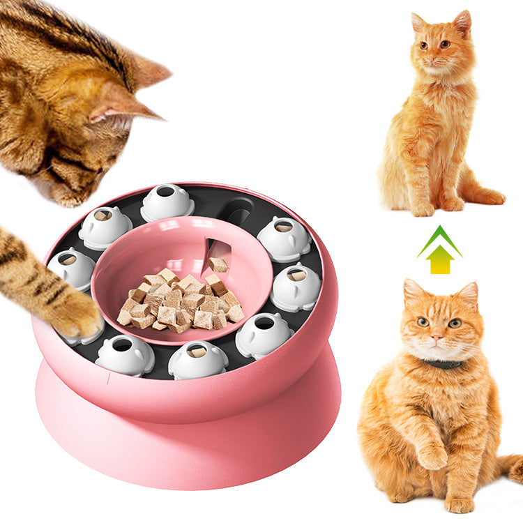 KFX-3151549 Elevated Cat Slow Feeder Bowl - Interactive Puzzle for Dry Food and Snacks, Promotes Healthy Eating Habits
