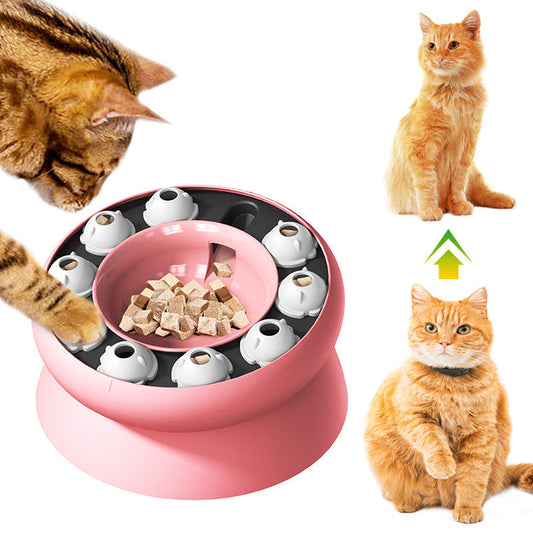 KFX-3151549 Elevated Cat Slow Feeder Bowl - Interactive Puzzle for Dry Food and Snacks, Promotes Healthy Eating Habits
