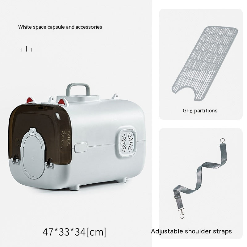 KFX-3152957 Portable Cat and Dog Travel Backpack - Space Capsule Design, Anti-Stress, Adjustable Straps, Plush Cushion, Large Capacity