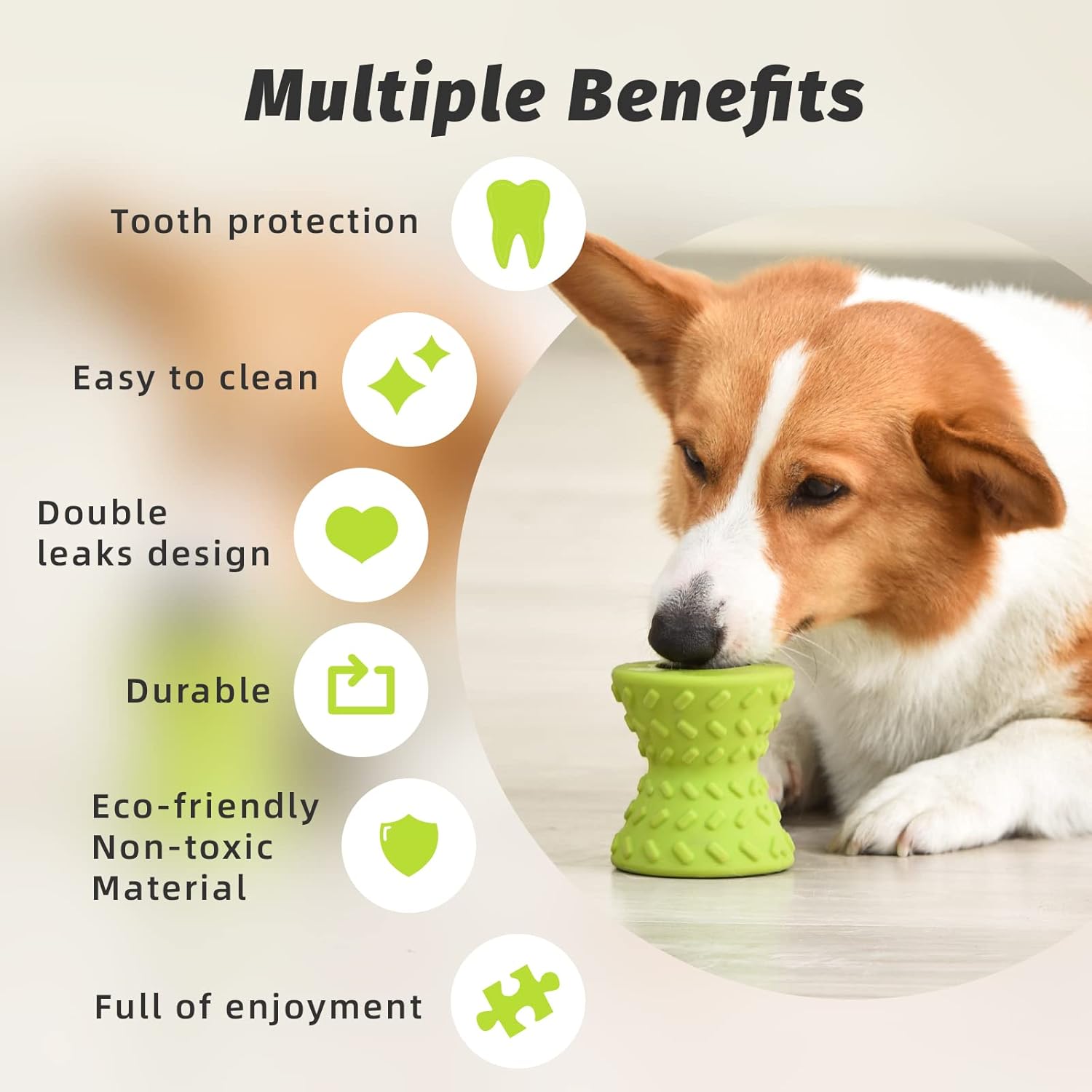 KFX-3153981 Durable Interactive Treat Dispensing Dog Toy - Tough Natural Rubber Chew Bone for Aggressive Chewers