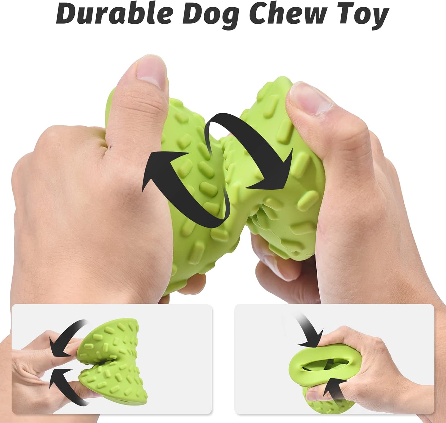 KFX-3153981 Durable Interactive Treat Dispensing Dog Toy - Tough Natural Rubber Chew Bone for Aggressive Chewers
