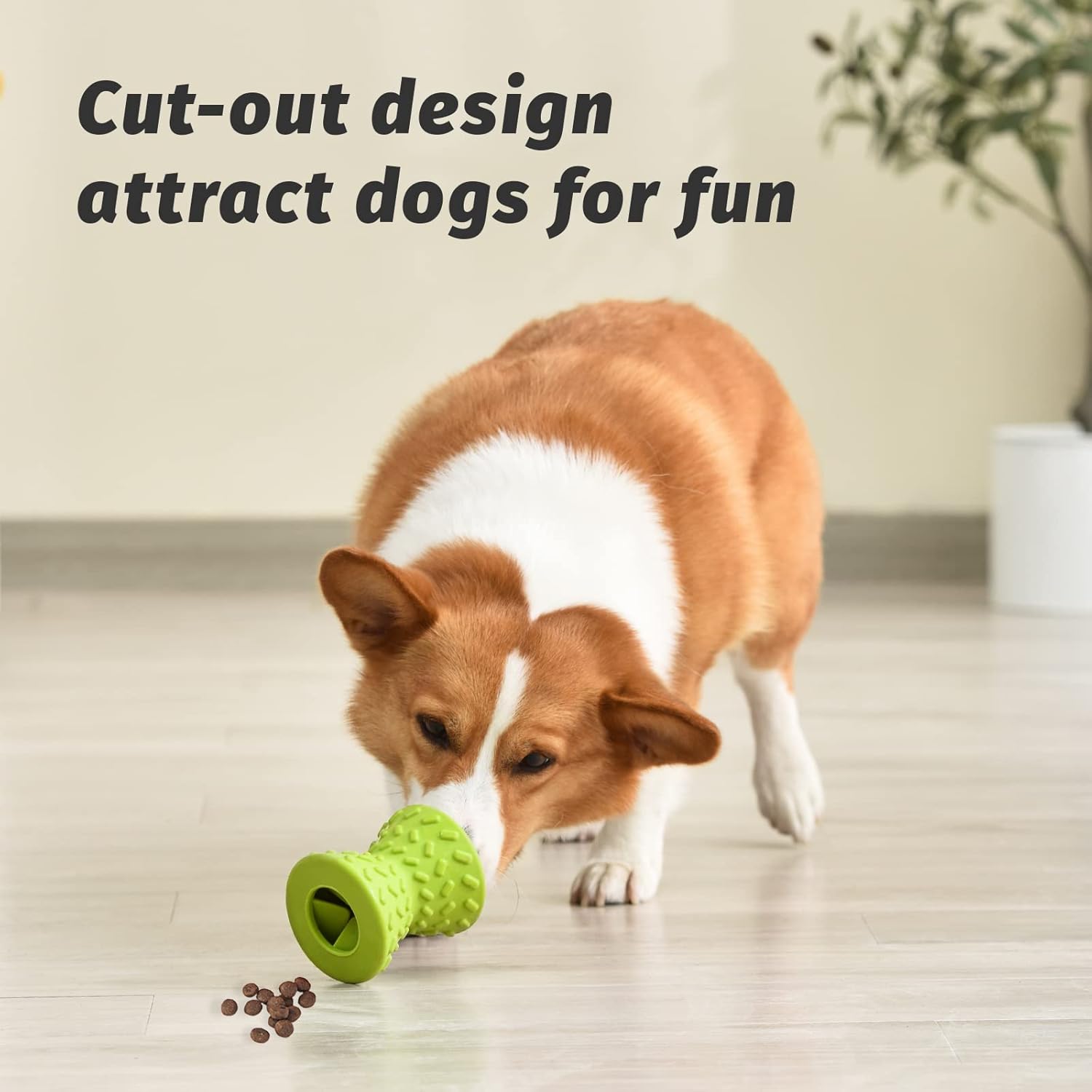 KFX-3153981 Durable Interactive Treat Dispensing Dog Toy - Tough Natural Rubber Chew Bone for Aggressive Chewers