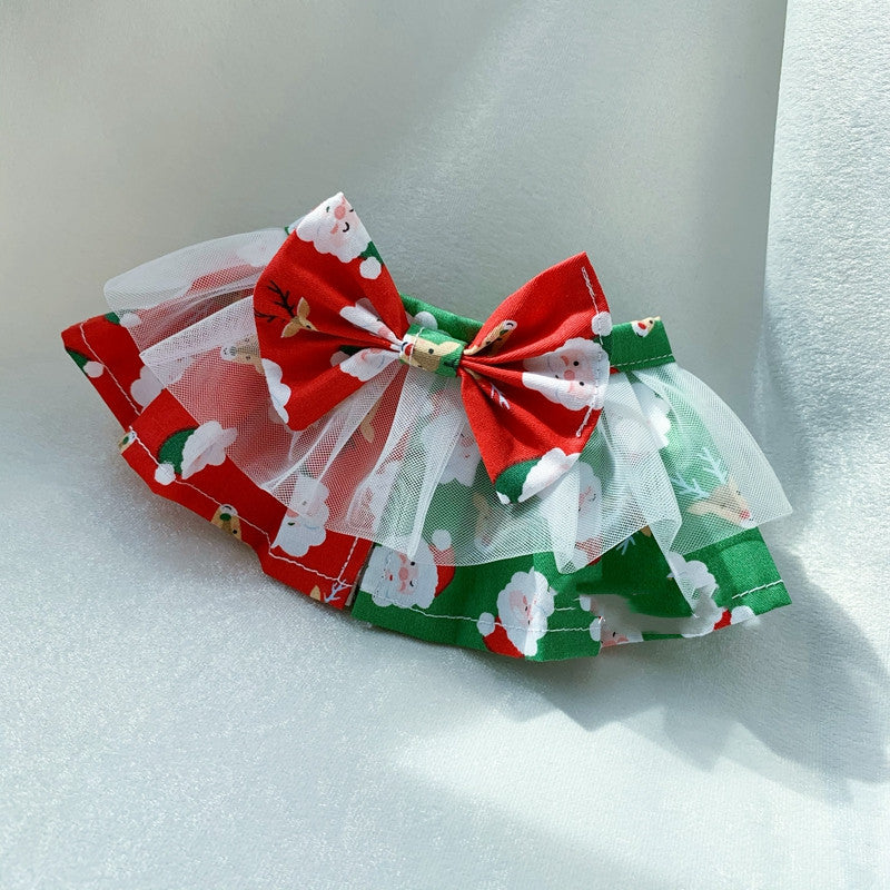 KFX-3154109 Red and Green Christmas Pet Scarf for Medium and Large Dogs - Santa Claus Design