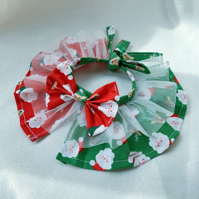 KFX-3154109 Red and Green Christmas Pet Scarf for Medium and Large Dogs - Santa Claus Design