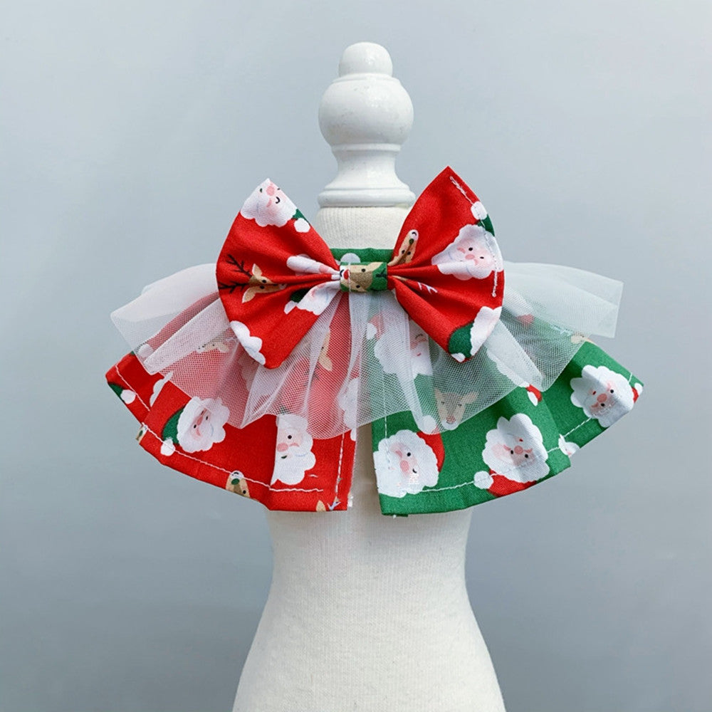 KFX-3154109 Red and Green Christmas Pet Scarf for Medium and Large Dogs - Santa Claus Design