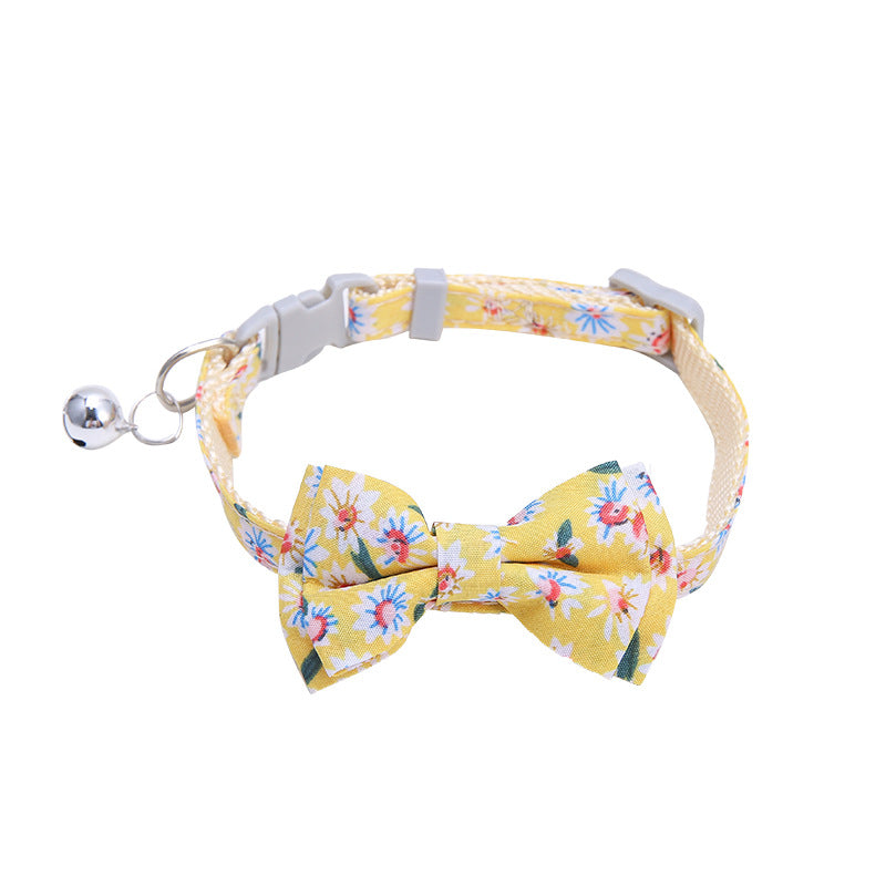 KFX-3154493 Colorful Lattice Butterfly Pet Collar - Adjustable Length 22.3CM to 30CM, Soft Cloth Material