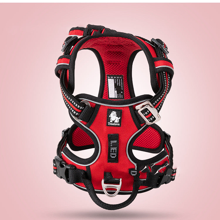 KFX-3155773 Adjustable Nylon Dog Harness with Traction Rope for Small to Large Dogs - Multiple Colors Available