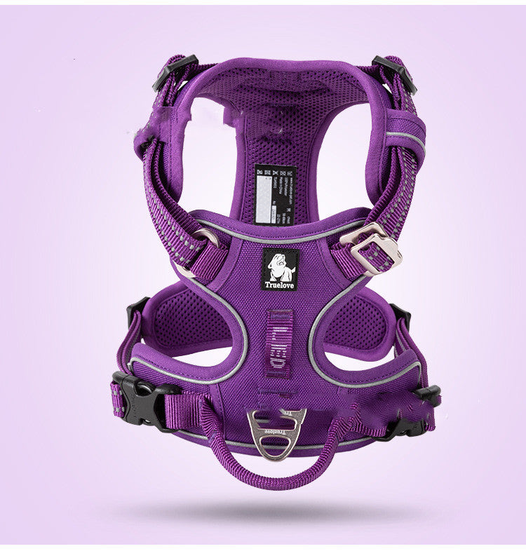 KFX-3155773 Adjustable Nylon Dog Harness with Traction Rope for Small to Large Dogs - Multiple Colors Available