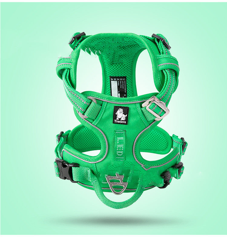 KFX-3155773 Adjustable Nylon Dog Harness with Traction Rope for Small to Large Dogs - Multiple Colors Available