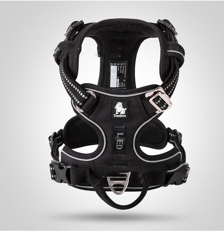 KFX-3155773 Adjustable Nylon Dog Harness with Traction Rope for Small to Large Dogs - Multiple Colors Available