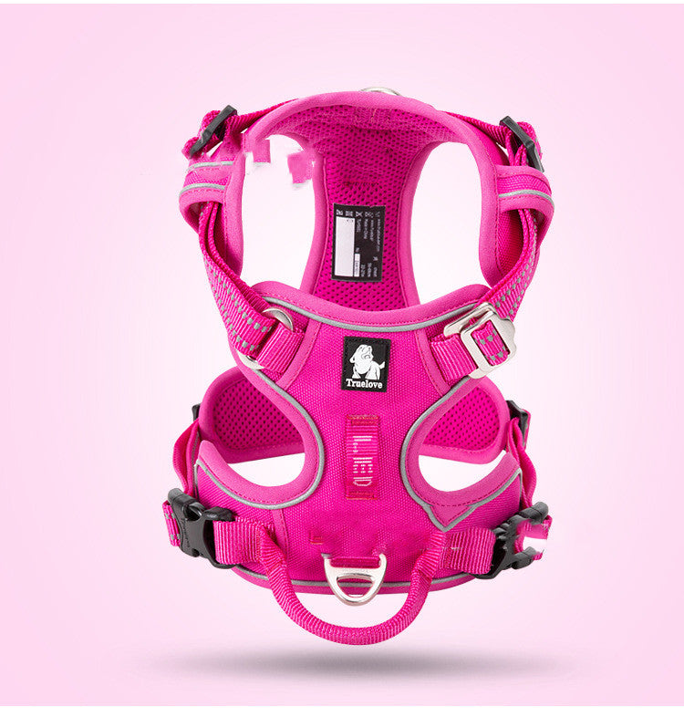 KFX-3155773 Adjustable Nylon Dog Harness with Traction Rope for Small to Large Dogs - Multiple Colors Available
