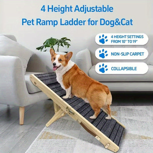 KFX-3157949 Wooden Pet Folding Ladder for Older Dogs - 41.5x30cm, Solid Design