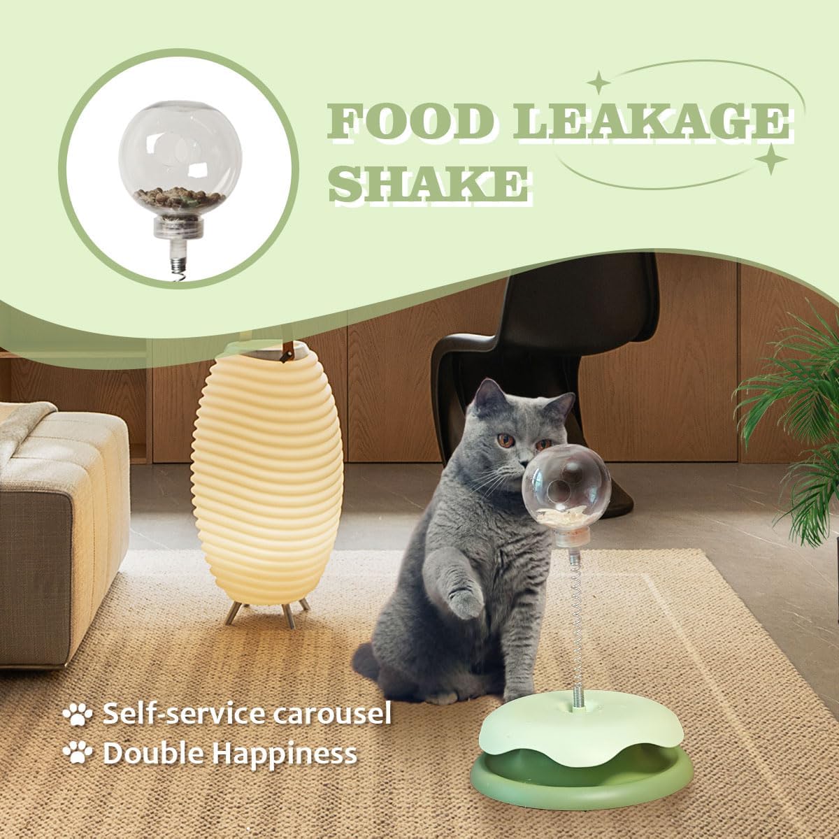 KFX-3159741 Interactive Cat Treat Dispenser Toy with Track Ball for Slow Feeding and Entertainment