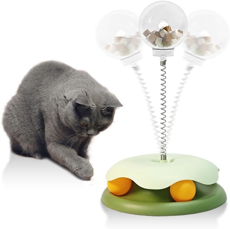 KFX-3159741 Interactive Cat Treat Dispenser Toy with Track Ball for Slow Feeding and Entertainment