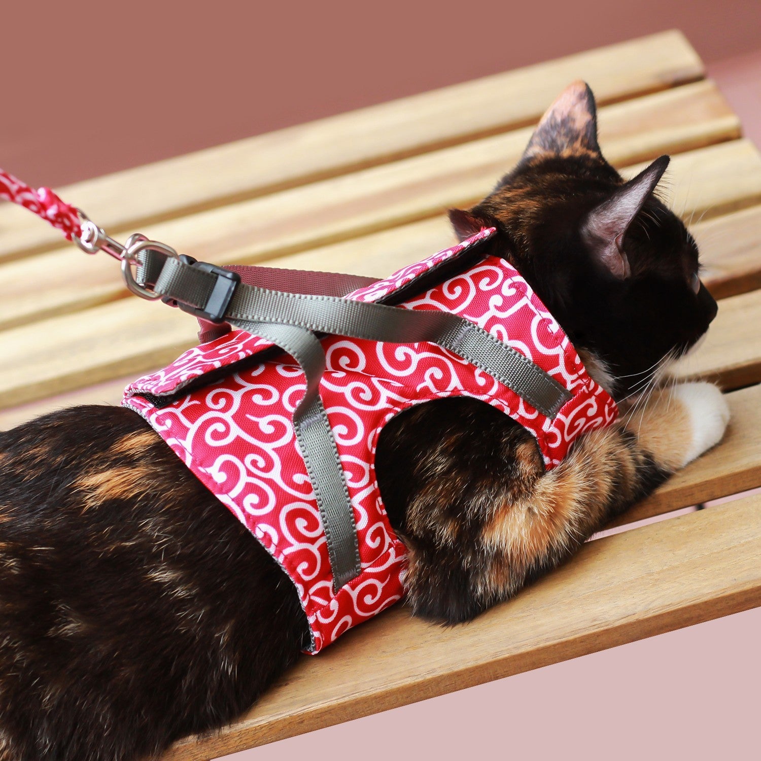 KFX-3161533 Japanese Style Cat Towing Rope Harness - Breathable Polyester Canvas, Sizes XS/S, 3 Colors Available