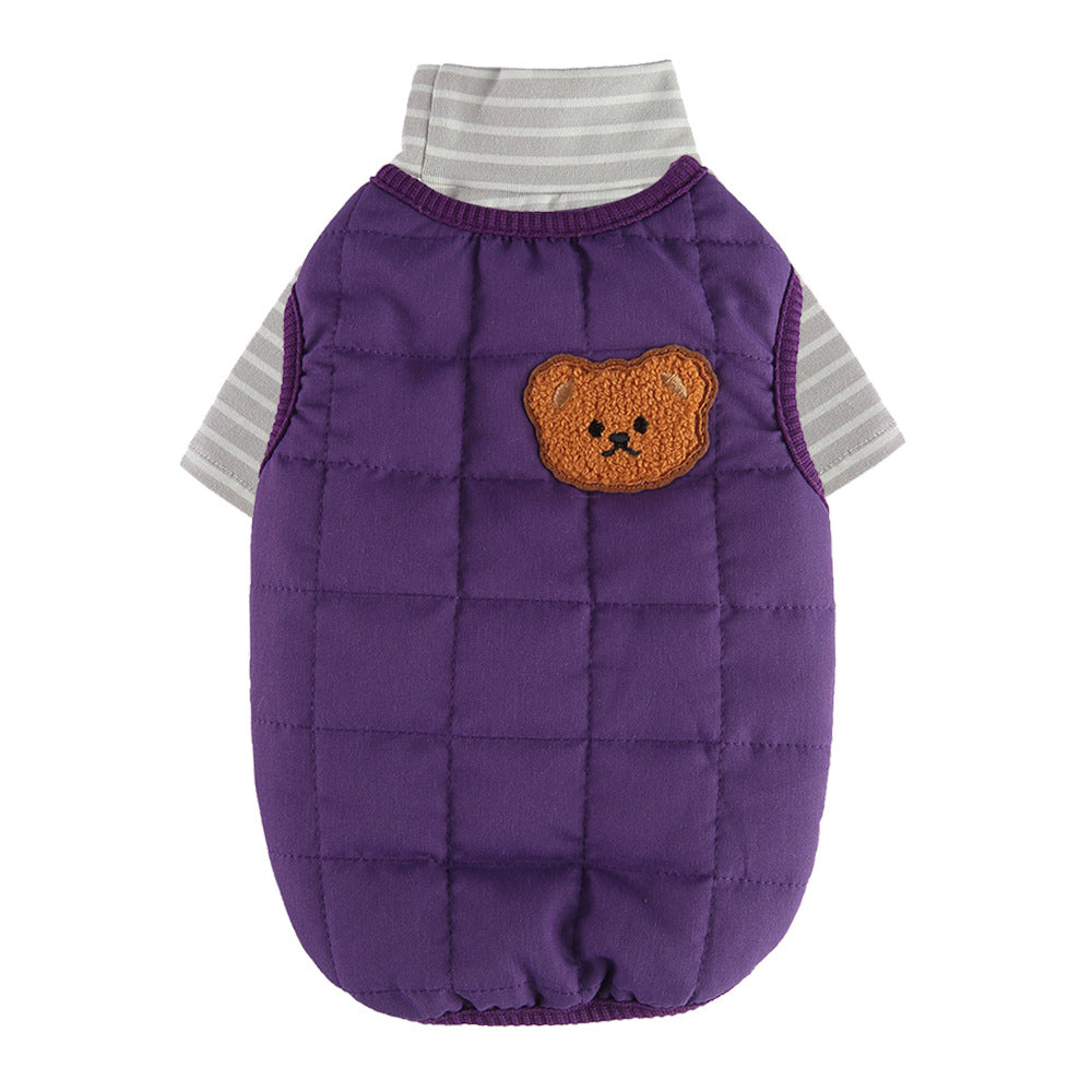 KFX-3161917 Warm Cotton Padded Dog Coat with Hauling Rope for Winter Weather