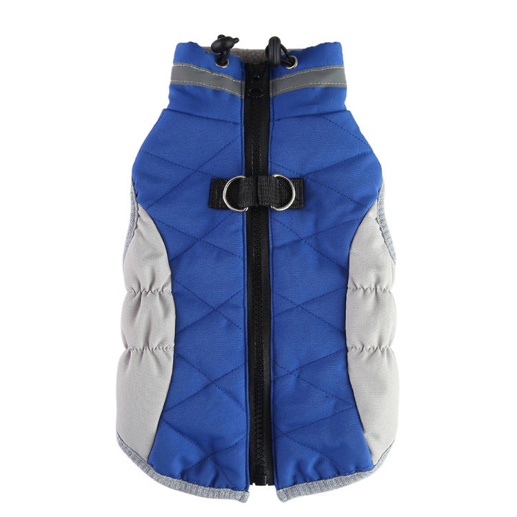 KFX-3161917 Warm Cotton Padded Dog Coat with Hauling Rope for Winter Weather
