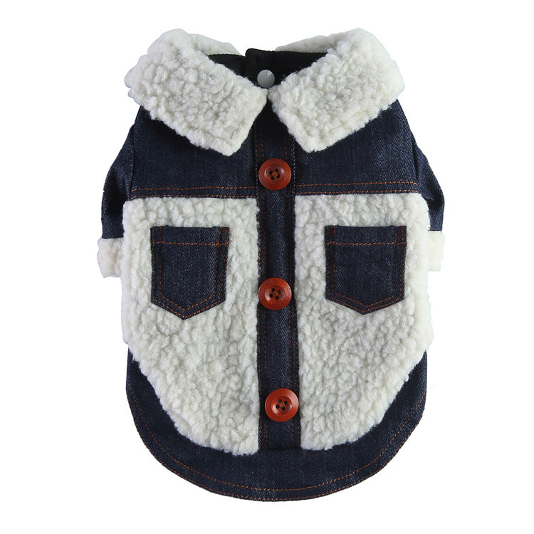 KFX-3161917 Warm Cotton Padded Dog Coat with Hauling Rope for Winter Weather