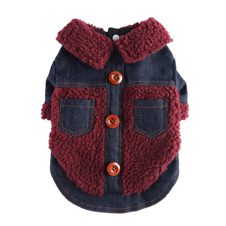 KFX-3161917 Warm Cotton Padded Dog Coat with Hauling Rope for Winter Weather