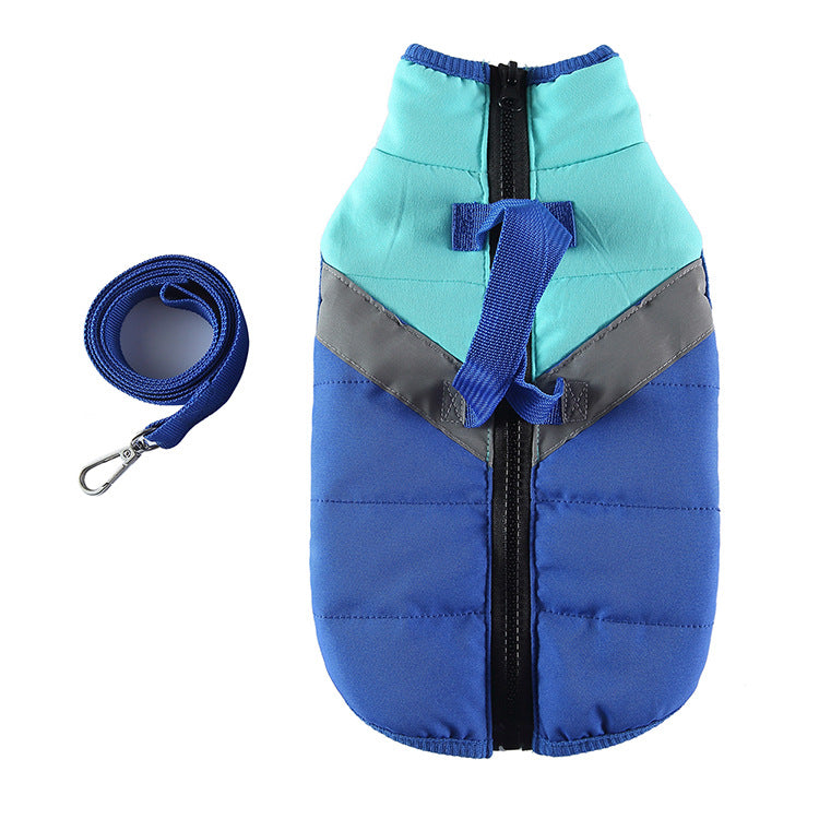 KFX-3161917 Warm Cotton Padded Dog Coat with Hauling Rope for Winter Weather
