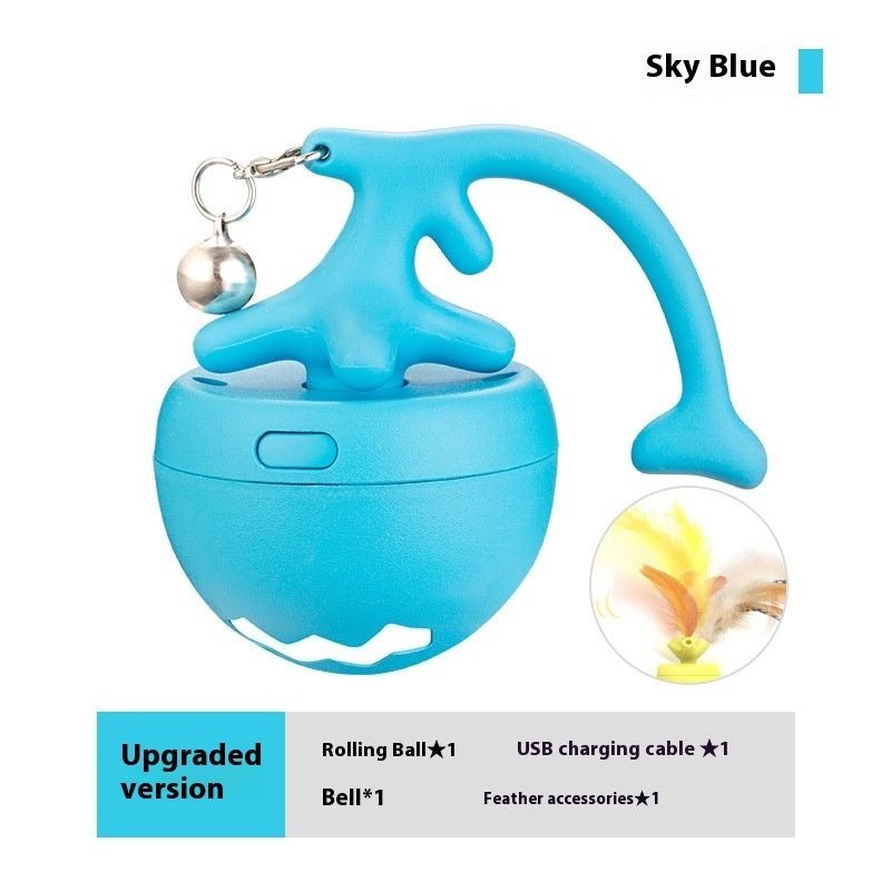 KFX-3163069 Interactive USB Rechargeable Cat Toy Ball with Obstacle Avoidance and Detachable Tail