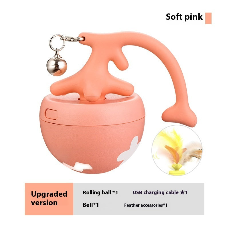 KFX-3163069 Interactive USB Rechargeable Cat Toy Ball with Obstacle Avoidance and Detachable Tail