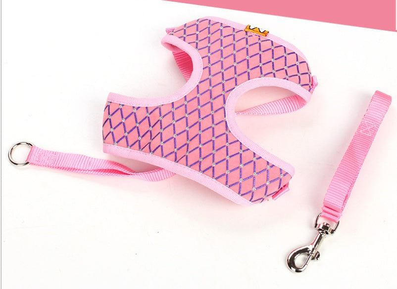KFX-3163709 Breathable Mesh Dog Leash with Flash Diamond Nylon, Adjustable Size Options