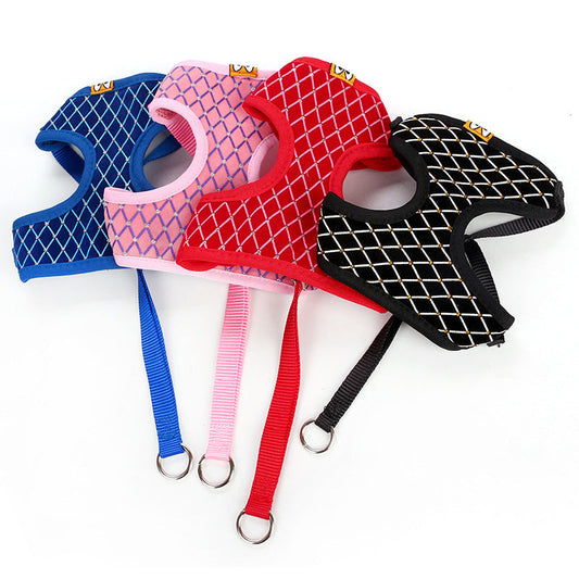 KFX-3163709 Breathable Mesh Dog Leash with Flash Diamond Nylon, Adjustable Size Options