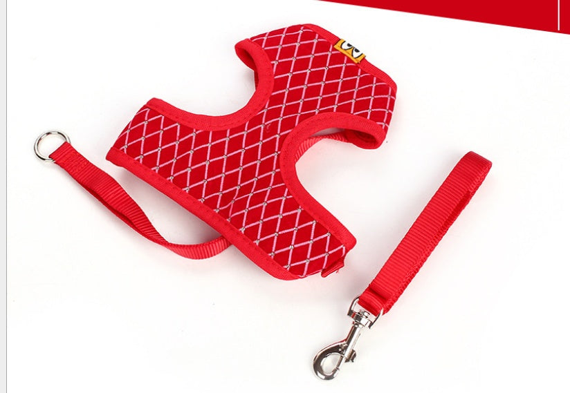 KFX-3163709 Breathable Mesh Dog Leash with Flash Diamond Nylon, Adjustable Size Options