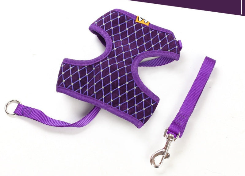 KFX-3163709 Breathable Mesh Dog Leash with Flash Diamond Nylon, Adjustable Size Options