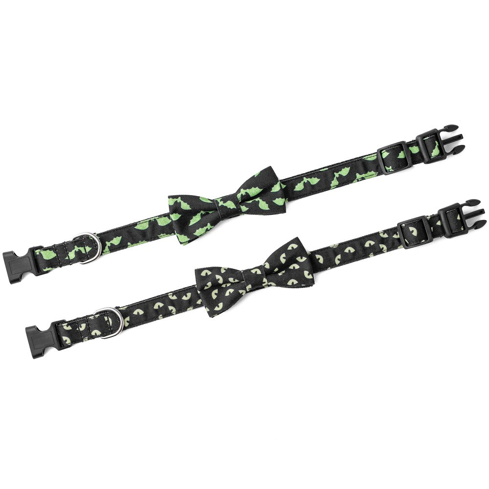KFX-3164221 Skull and Bat Design Nylon Pet Leash and Collar for Dogs, Adjustable Sizes S, M, L