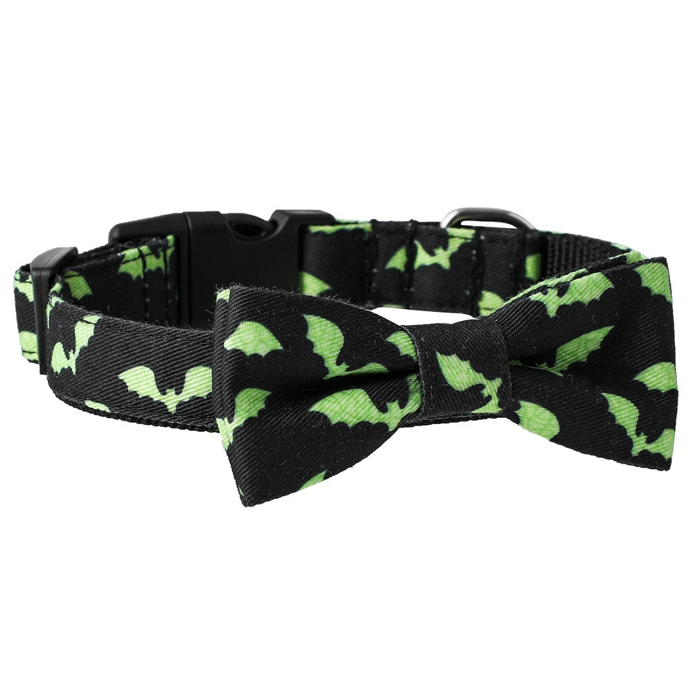 KFX-3164221 Skull and Bat Design Nylon Pet Leash and Collar for Dogs, Adjustable Sizes S, M, L
