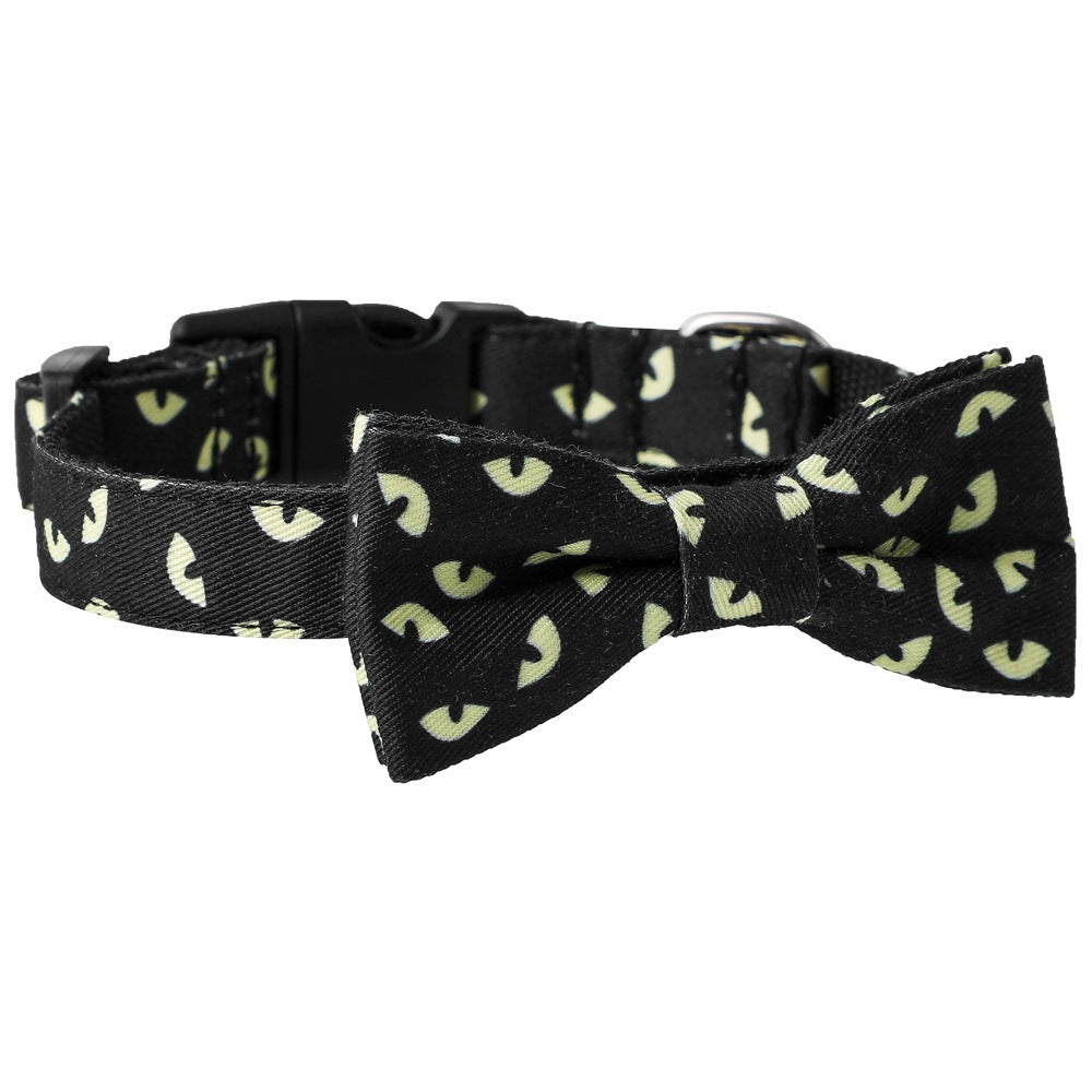 KFX-3164221 Skull and Bat Design Nylon Pet Leash and Collar for Dogs, Adjustable Sizes S, M, L