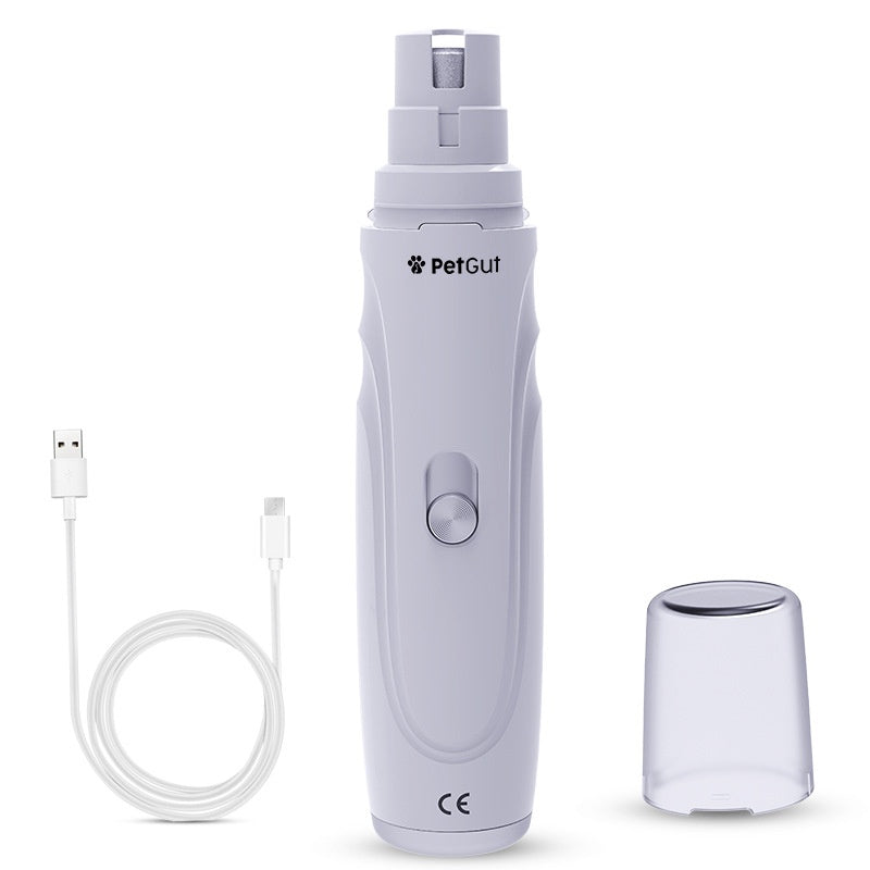 KFX-3166013 Three-in-One Pet Nail Piercing Device - Pet Nail Clippers with Sharpener and Data Cable, White, 14x3cm