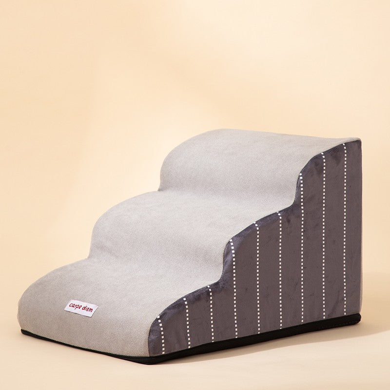 KFX-3166397 Removable Sponge Pet Stairs for Small Dogs - Corduroy and Snow Velvet Design, 40x72x40cm
