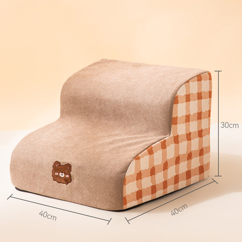 KFX-3166397 Removable Sponge Pet Stairs for Small Dogs - Corduroy and Snow Velvet Design, 40x72x40cm