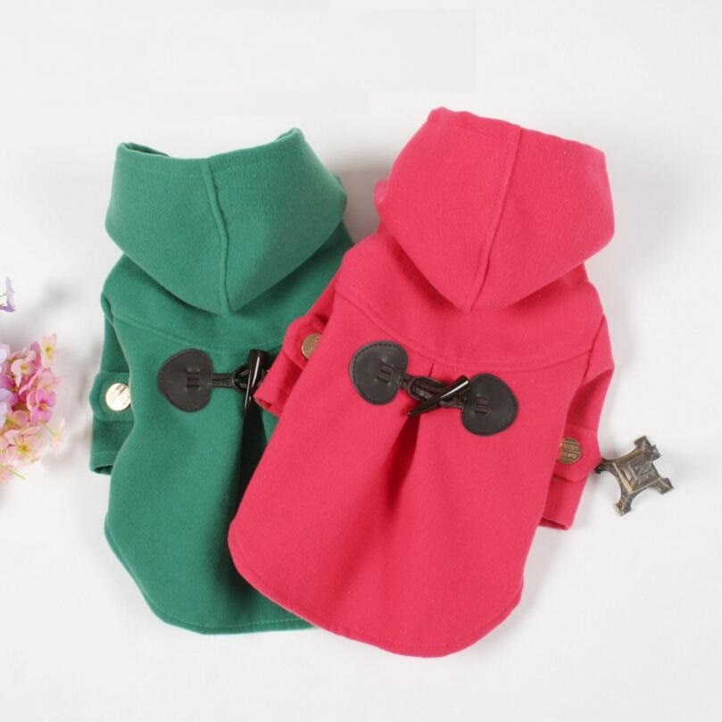 KFX-3170365 Hooded Double-Sided Cotton Trench Coat for Small Dogs - Classic British Style